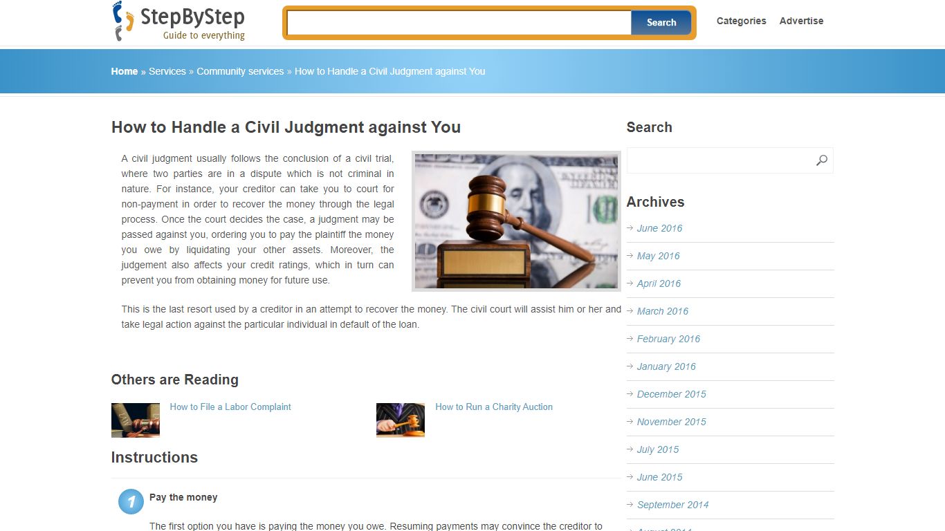 How to Handle a Civil Judgment against You - STEPBYSTEP
